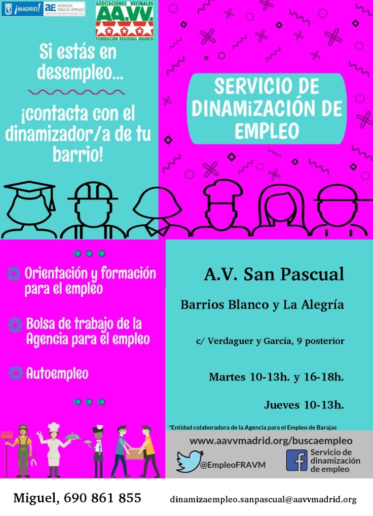 Cartel dinamización de empleo San Pascual